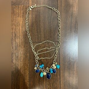 silver and turquoise layered necklace